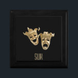 Theater Masks Comedy and Tragedy  Initials Gift Box<br><div class="desc">Golden Greek mask on this pretty box with your monogram</div>