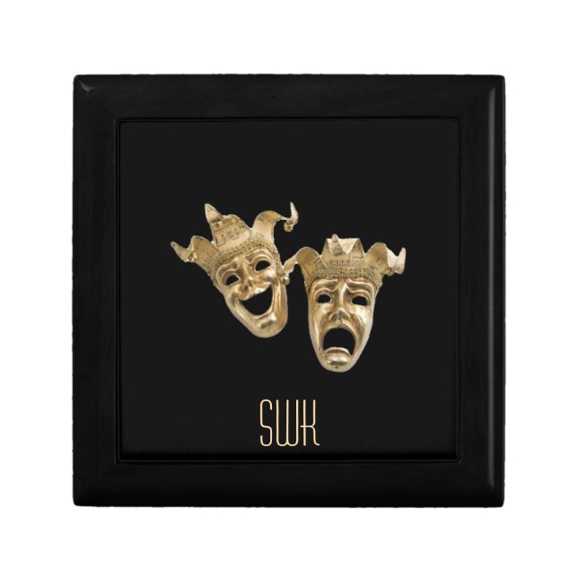 Theater Masks Comedy and Tragedy  Initials Gift Box (Front)
