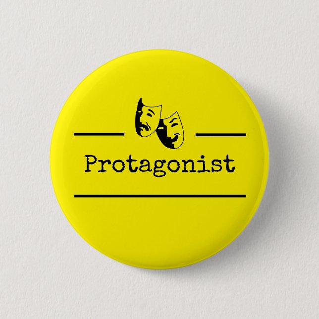 Theater Masks Drama Title [Protagonist] Button (Front)