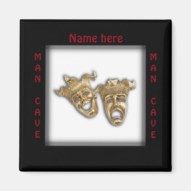 Theater Masks Man Cave Name Magnet (Front)