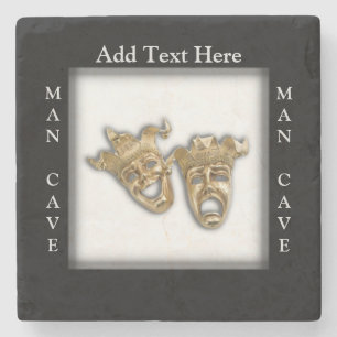 Theater Masks Man Cave Personalized Stone Coaster