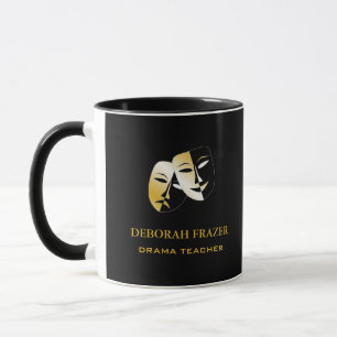 Theater masks silhouette black mug