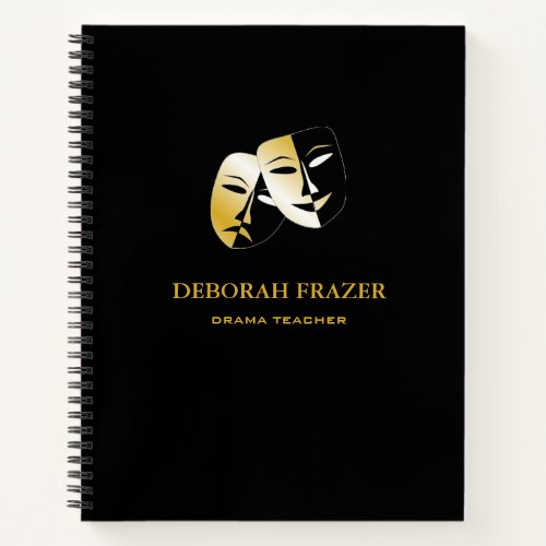 Theater masks silhouette black notebook