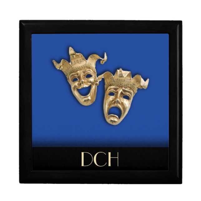 Theater Masks Tragedy and Comedy Monogram Gift Box (Front)