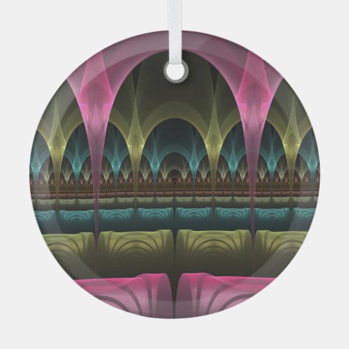 Theater of Fantasy Abstract Colorful Fractal Art Glass Ornament