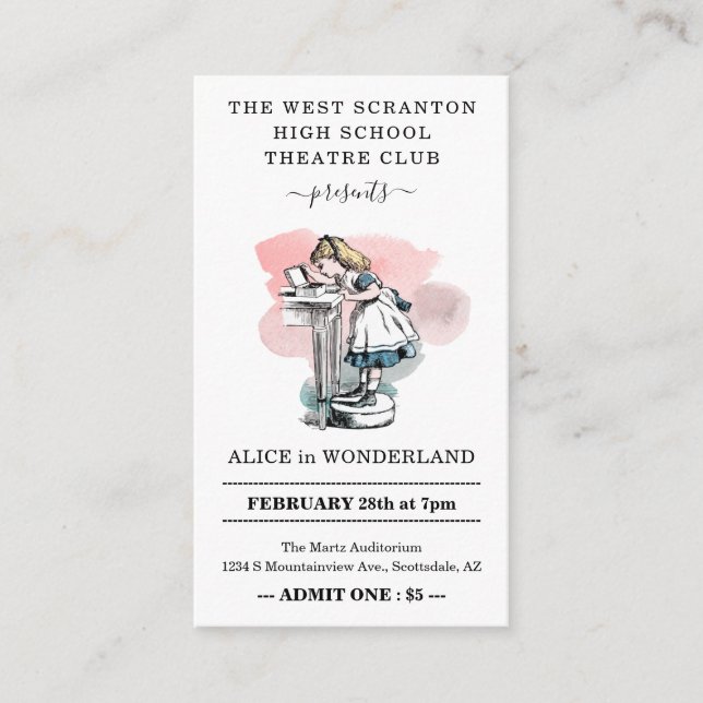 Theater Play Admission Tickets -Business Card Size (Front)