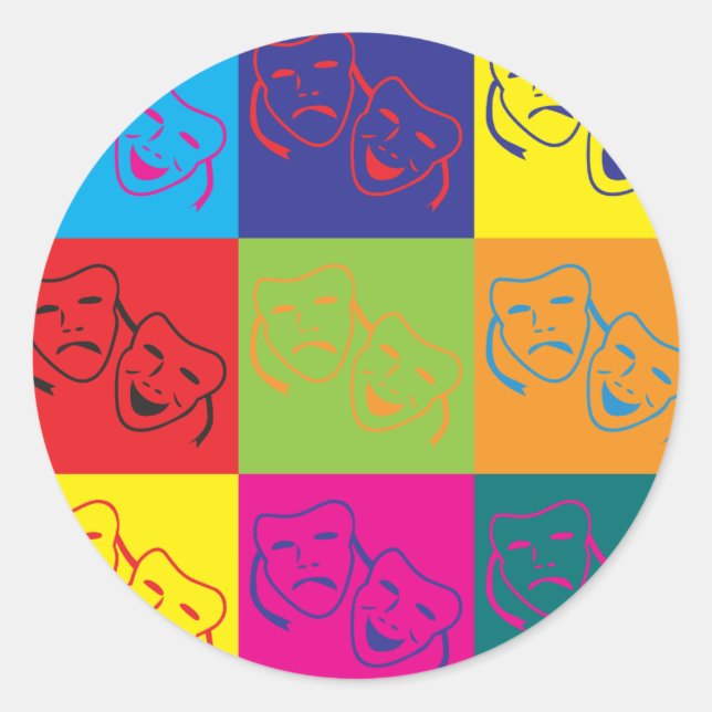 Theater Pop Art Classic Round Sticker (Front)