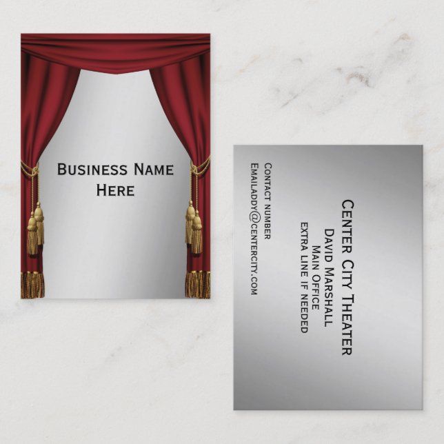 Theater Silver Screen Business Card (Front/Back)