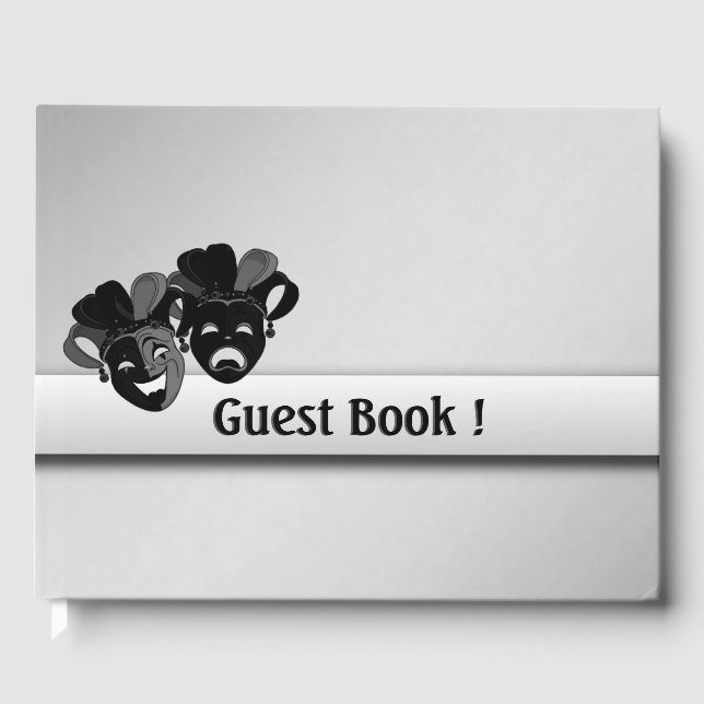 Theater Silver Screen Masks Guest Book (Front)