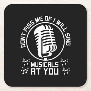 Theater Singer Broadway Square Paper Coaster