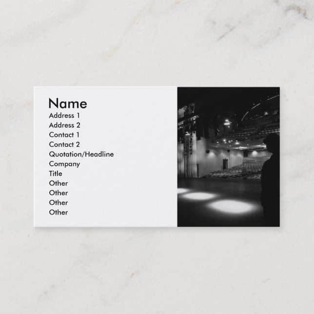 Theater Stage Black White Photo Business Card (Front)
