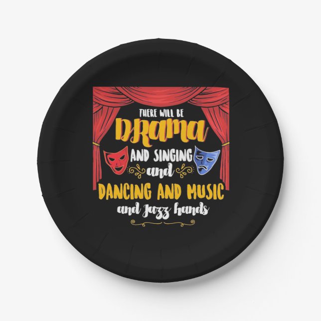 Theater There will Be Drama Paper Plates (Front)