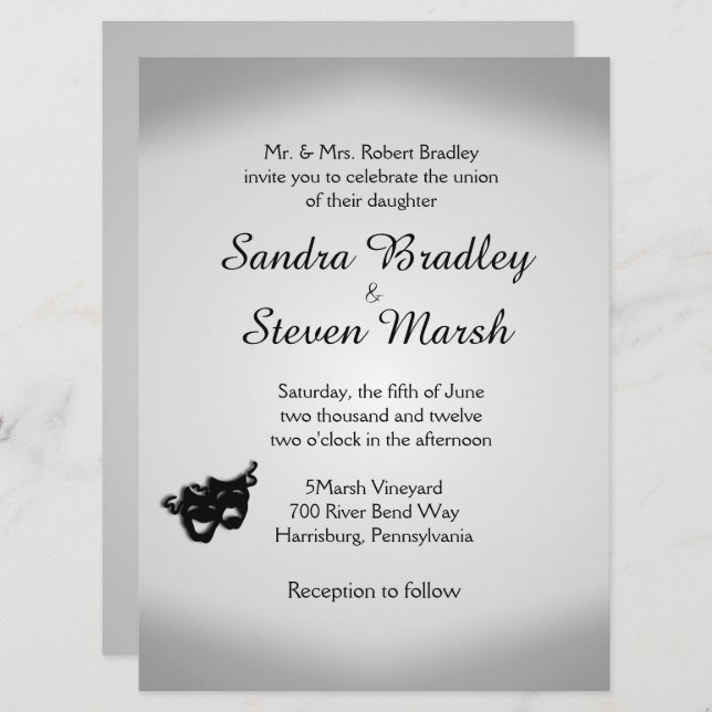 Theater Wedding Silver Invitation (Front/Back)