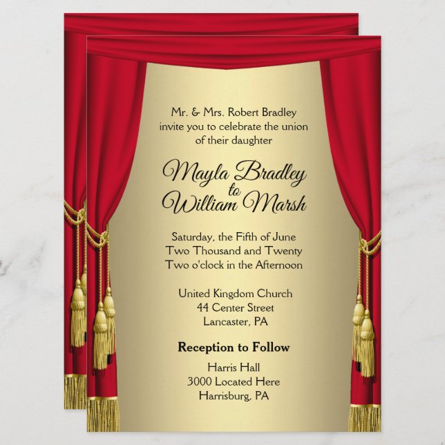 Theater Wedding Theme Invitation (Front/Back)