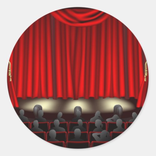 Theater with audience classic round sticker