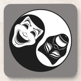 Theater Yin Yang Design - Comedy and Tragedy Masks Beverage Coaster