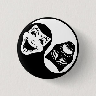 Theater Yin Yang Design - Comedy and Tragedy Masks Button