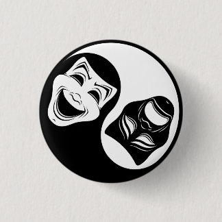 Theater Yin Yang Design - Comedy and Tragedy Masks Button