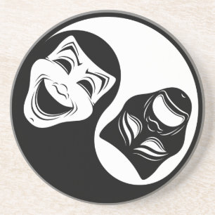 Theater Yin Yang Design - Comedy and Tragedy Masks Coaster