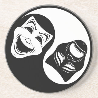 Theater Yin Yang Design - Comedy and Tragedy Masks Coaster