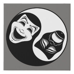 Theater Yin Yang Design - Comedy and Tragedy Masks Faux Canvas Print