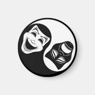 Theater Yin Yang Design - Comedy and Tragedy Masks Magnet