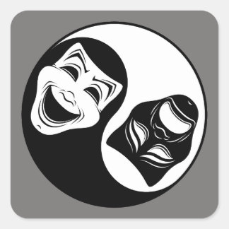 Theater Yin Yang Design - Comedy and Tragedy Masks Square Sticker