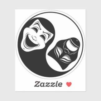 Theater Yin Yang Design - Comedy and Tragedy Masks Sticker