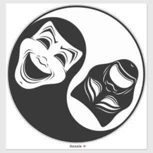 Theater Yin Yang Design - Comedy and Tragedy Masks Sticker