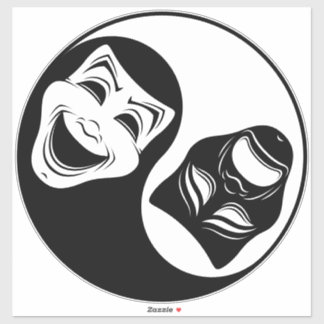 Theater Yin Yang Design - Comedy and Tragedy Masks Sticker