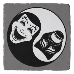 Theater Yin Yang Design - Comedy and Tragedy Masks Trivet