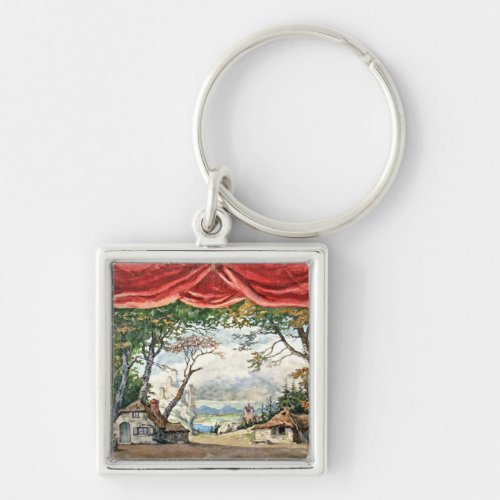 THEATRE BACKDROP DECOR BALLET RUSES GISELLE CARD KEYCHAIN