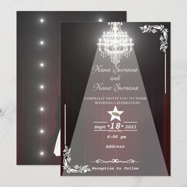 Theatre curtain-chandelier invitation (Front/Back)
