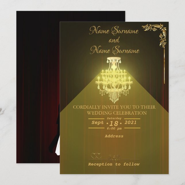 Theatre curtain-chandelier invitation (Front/Back)