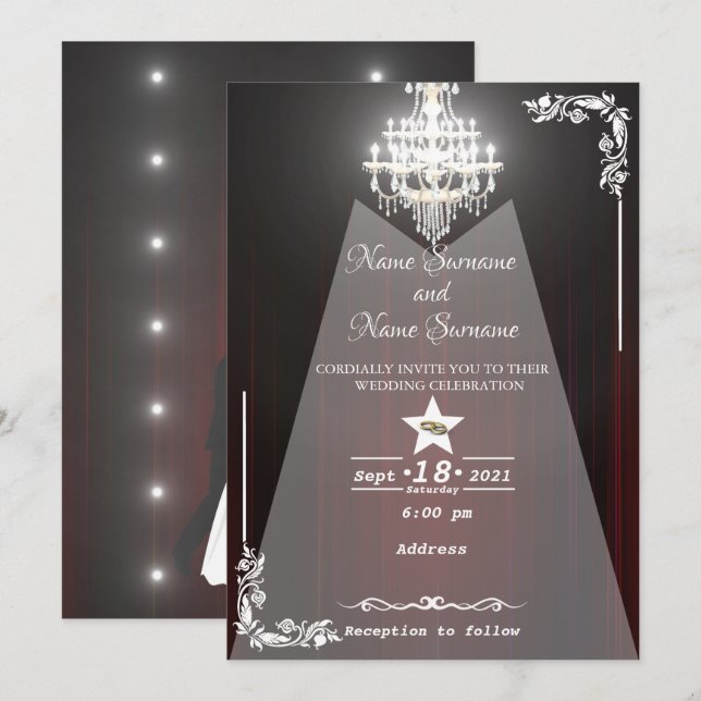 Theatre curtain-chandelier invitation (Front/Back)