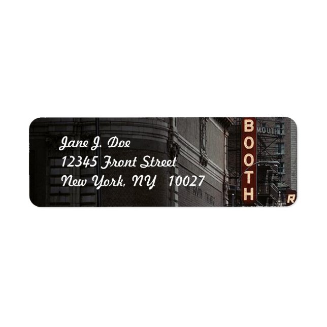 Theatre district New York City NY Address Label (Front)