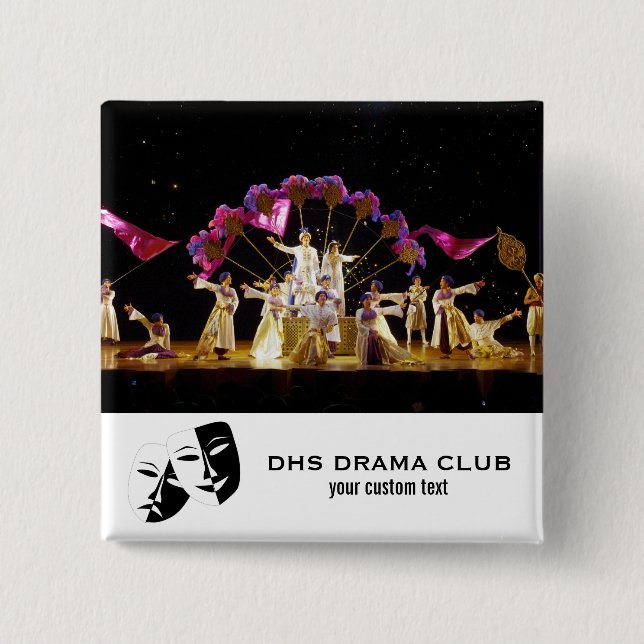 Theatre Drama Club Custom Photo Collage Button (Front)