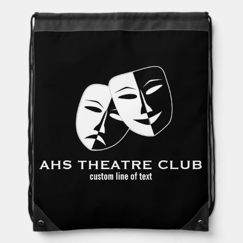 Theatre Drama Club Masks Custom Thespian Name Drawstring Bag