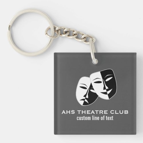 Theatre Drama Club Masks Custom Thespian Name Keychain