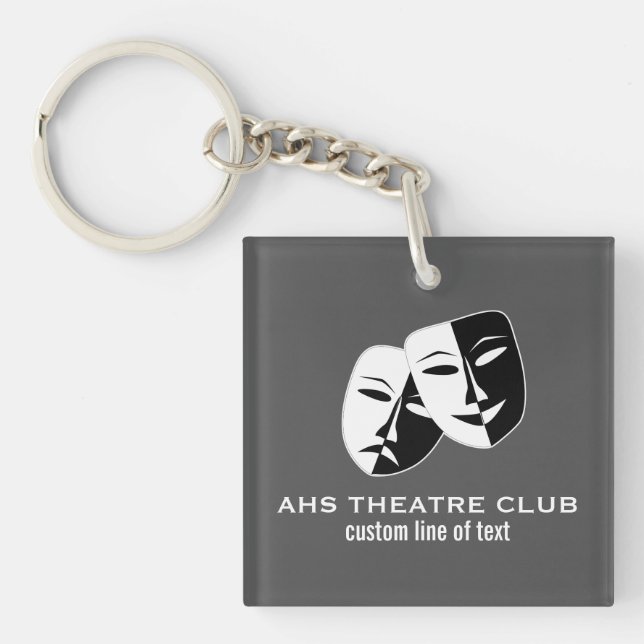 Theatre Drama Club Masks Custom Thespian Name Keychain (Front)