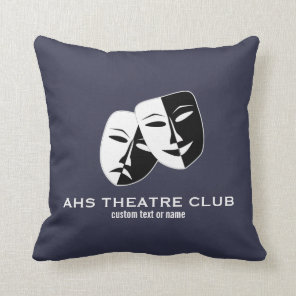 Theatre Drama Club Masks Custom Thespian Name Throw Pillow