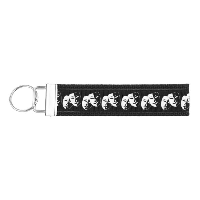 Theatre Drama Club Masks Custom Thespian Name Wrist Keychain (Keys on Left)