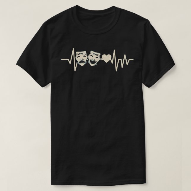 Theatre Heartbeat Theater Nerd Drama Lover Perform T-Shirt (Design Front)