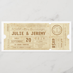 Théâtre invitation de mariage de billets