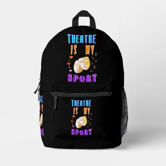 Theatre Is My Sport Actor Drama Printed Backpack (Front)