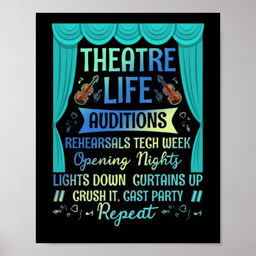 Theatre Life Auditions Nerd Actor Musical Theater Poster