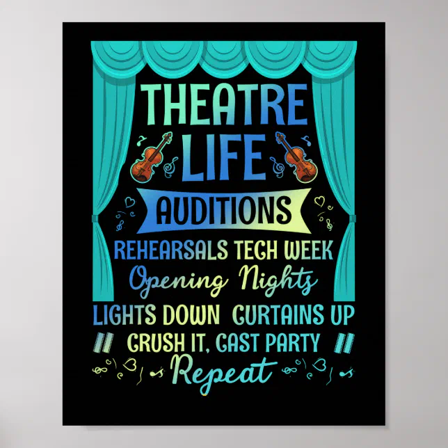 Theatre Life Auditions Nerd Actor Musical Theater Poster