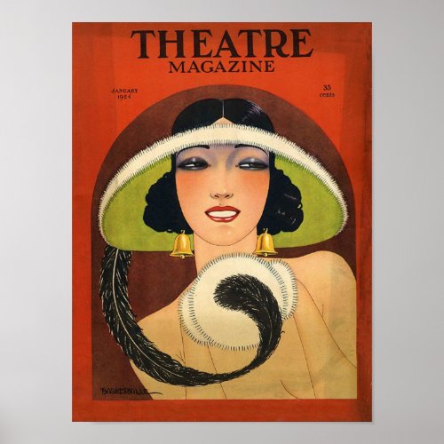 Theatre Magazine Cover 1924 Vintage Deco Poster