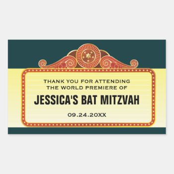 Theatre Marquee Bar Bat Mitzvah Rectangular Sticker by mishpocha at Zazzle