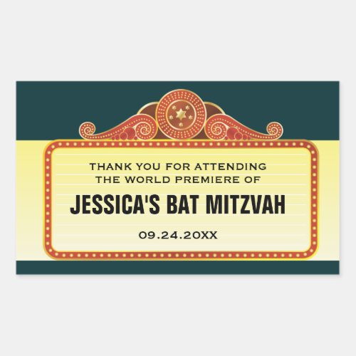Theatre Marquee Bar Bat Mitzvah Rectangular Sticker